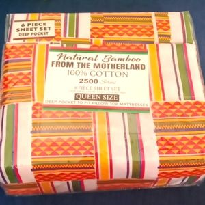 African print Queen size bamboo sheets cotton